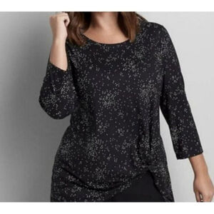Lane Bryant Soft Black Dot Twist Knot Hi Lo Hem Plus Size 14/16